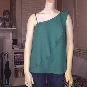 Banana Republic green & b&w ruffle pattern blouses